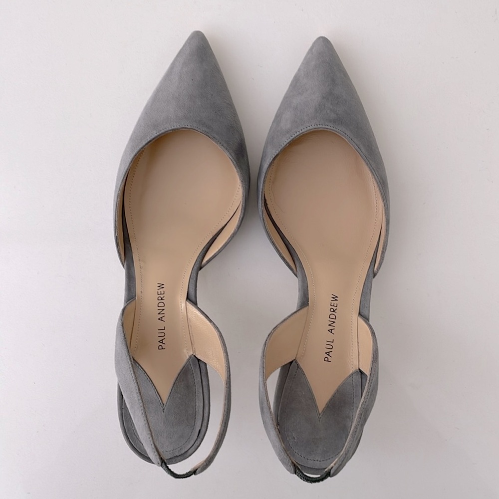 Paul Andrew Light Grey Suede Kitten heel Slingback - Picture 4 of 16